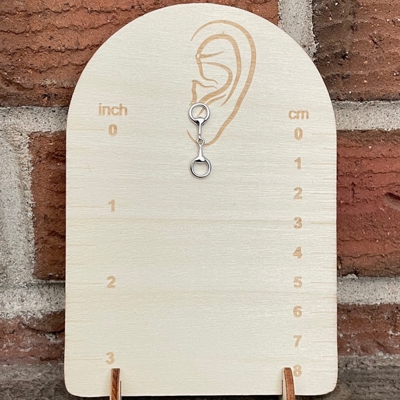 Genuine Sterling Silver Snaffle Bit Stud Earrings - Picture 2 of 4